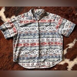VINTAGE Cascais Geo Print Button Down Top